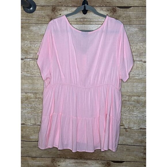 TORRID SIZE 2 (2X) RAYON SLUB TIERED BUTTON FRONT TOP PINK CUTE CASUAL GIRLIE - Picture 6 of 10